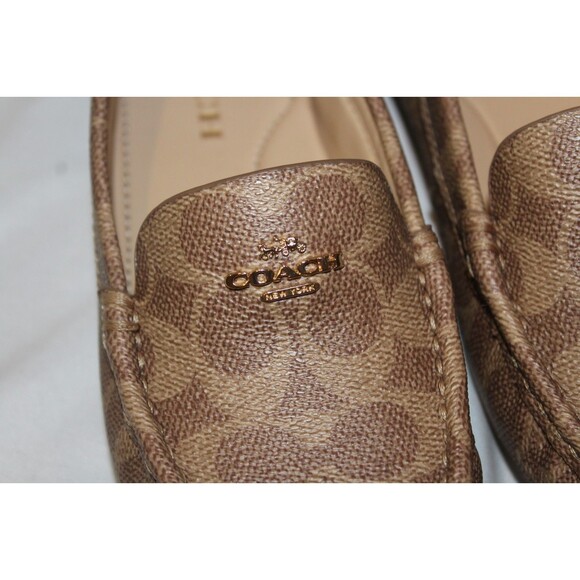 COACH MARLEY LOGO SLIP ON DRIVER LOAFER MOCASSINS STONE BROWN NIB - Picture 5 of 7